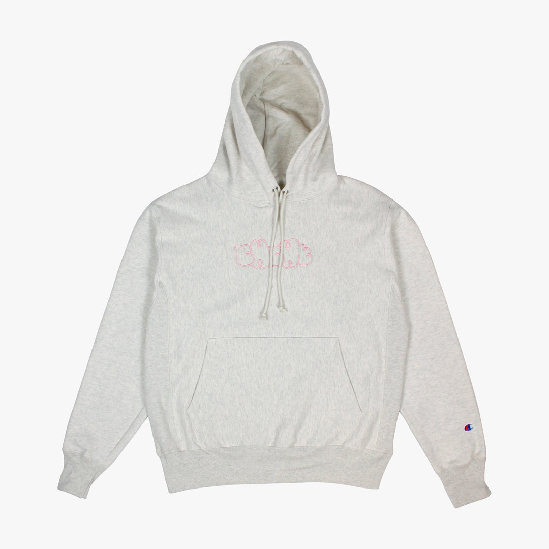 DOODLE HOODIE OATMEAL/PINK PREORDER