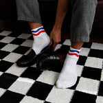 WOBBLY STRIPED 4TH QUARTER LENGTH SOCK WHITE